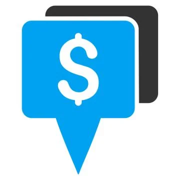 Bank Map Pointers Flat Vector Icon Illustrazione stock