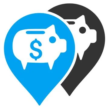 Bank Map Pointers Flat Vector Icon 스톡 일러스트