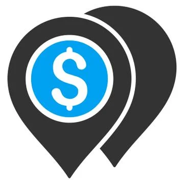 Bank Map Pointers Flat Vector Icon Illustrazione stock