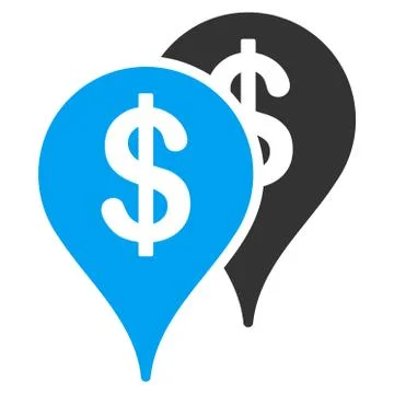 Bank Map Pointers Flat Vector Icon 库存插图