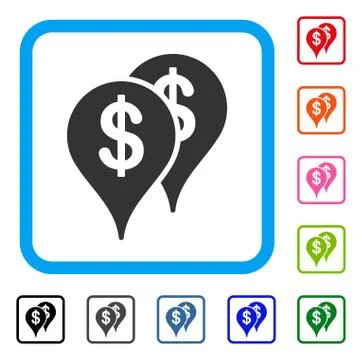 Bank Map Pointers Framed Icon Illustrazione stock
