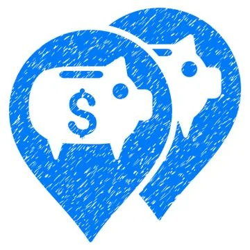 Bank Map Pointers Grunge Icon Illustrazione stock