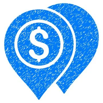 Bank Map Pointers Grunge Icon 스톡 일러스트