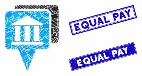 Bank Map Pointers Mosaic and Grunge Rectangle Stamps Illustrazione stock