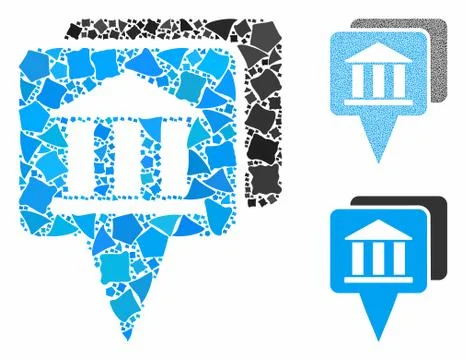 Bank map pointers Mosaic Icon of Unequal Elements Stock Illustration