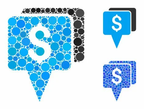 Bank map pointers Mosaic Icon of Round Dots Illustrazione stock