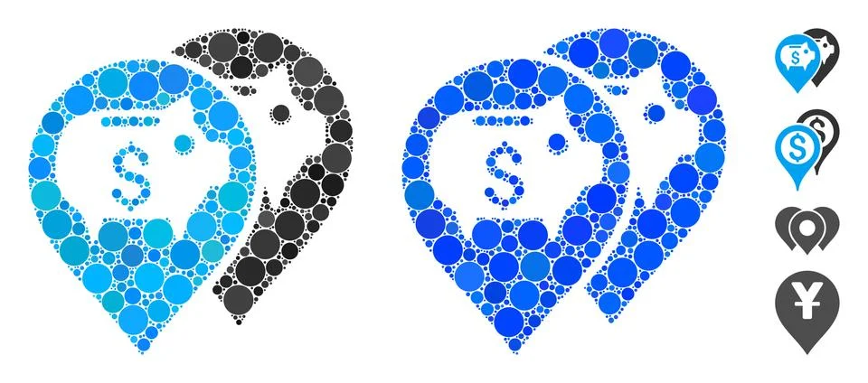 Bank Map Pointers Mosaic Icon of Spheric Items Stockillustratie