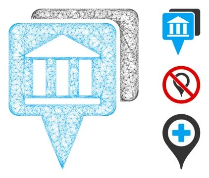 Bank Map Pointers Polygonal Web Vector Mesh Illustration Stock Illustration