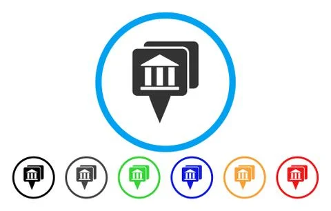 Bank Map Pointers Rounded Icon Illustrazione stock