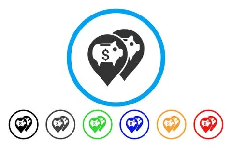 Bank Map Pointers Rounded Icon Illustrazione stock
