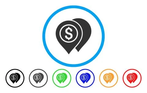 Bank Map Pointers Rounded Icon Stock Illustration