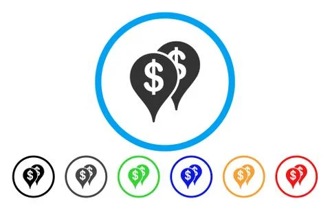 Bank Map Pointers Rounded Vector Icon Stock Illustration