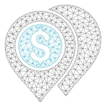 Bank Map Pointers Vector Mesh Carcass Model Stock Illustration