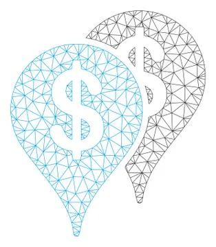 Bank Map Pointers Vector Mesh Carcass Model 스톡 일러스트