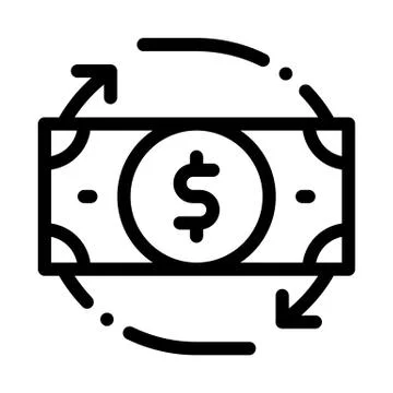 Bank Note Dollar And Around Arrows Vector Icon Stock Illustration
