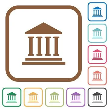 Bank office building simple icons Stock Illustration