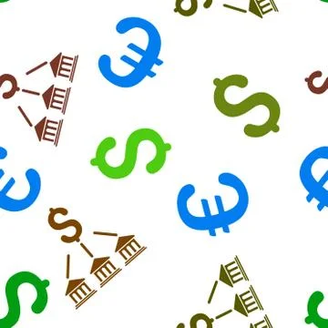 Bank Organization Seamless Flat Vector Pattern Stock Illustration