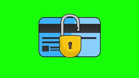 Bank Payments Security Lock 2D Motion Graphics Animation On Green Screen Stock Footage 304249044