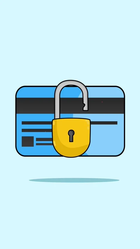 Bank Payments Security Lock 2D Motion Graphics Animation Vertical Stock Footage 304249047