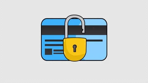 Bank Payments Security Lock 2D Motion Graphics Animation On Alpha Channel Stock Footage 304249068