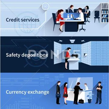 Bank People Banners Stock Illustration