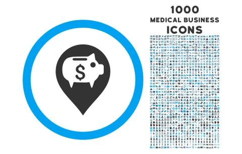 Bank Pointer Rounded Symbol With 1000 Icons Stock Illustration