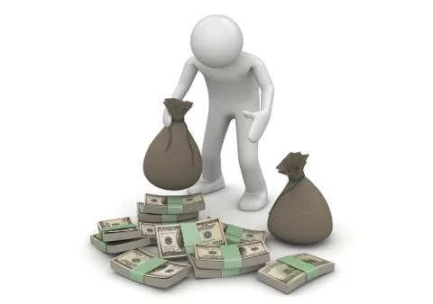 Bank robbery (3d isolated on white background characters series) Stock Illustration
