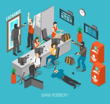 Bank Robbery Illustration Illustrazione stock