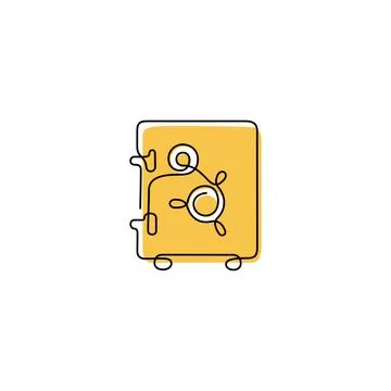 Bank safe continuous line vector icon Stock Illustration