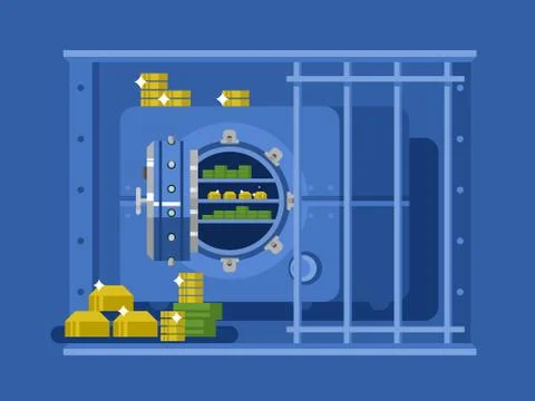 Bank safe flat design Stock Illustration