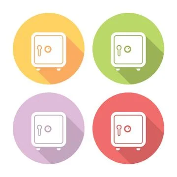 Bank Safe Flat Icon Set Stock Illustration