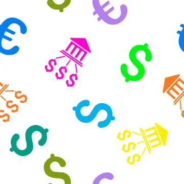 Bank Scheme Flat Vector Seamless Pattern 스톡 일러스트