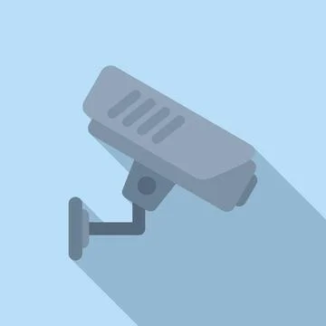 Bank security camera icon flat vector. Secure vault storage Stock Illustration