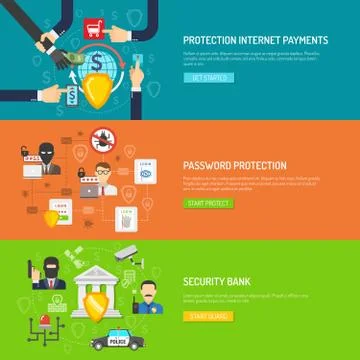 Bank security horizontal banners set Stock Illustration