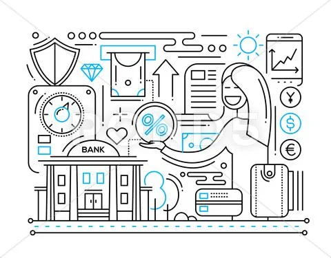 Bank Services - line design composition Stock Illustration