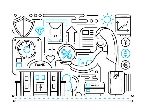 Bank Services - line design composition Stock Illustration