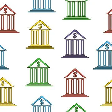 Bank sign seamless pattern. Stock Illustration