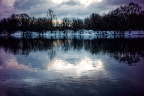 The bank of a small river in spring Stock-Fotos