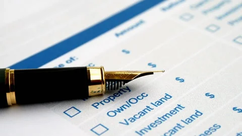 Bank statement document dolly shot Video stock 218631352