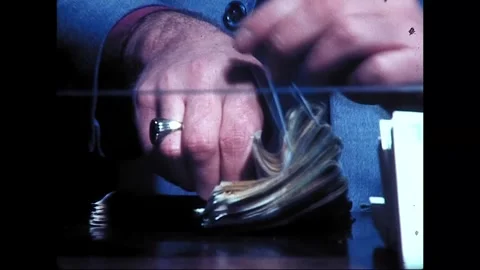 Bank Teller Counts Australian Fifty-Dollar Notes, 1976 Видео 338383853