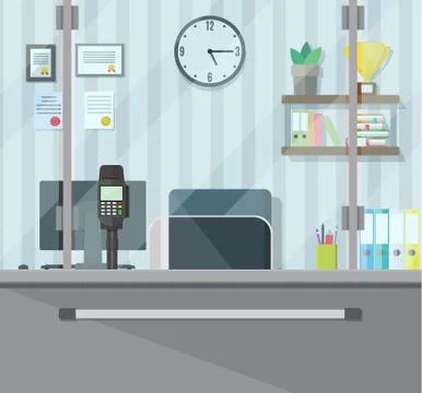 Bank teller workplace Stock Illustration