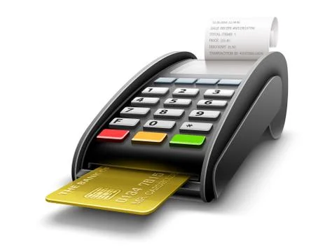 Bank terminal for payments by card processing Stock Illustration