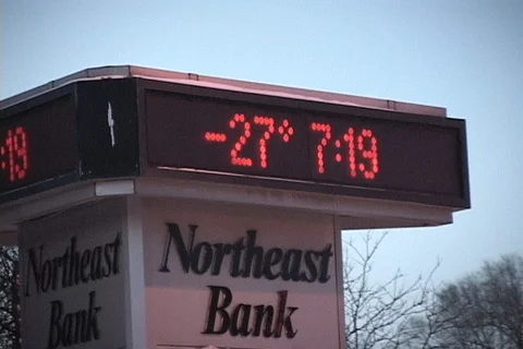 Bank thermometer 27 degrees below zero Stock Footage 121542011