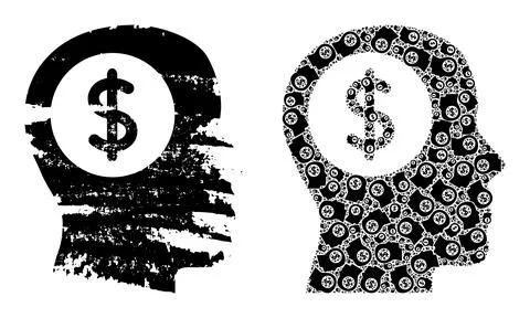 Bank Thinking Icon Recursive Collage and Grunge Textured Icon Stock Illustration