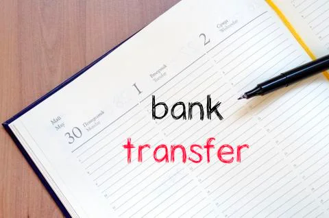 Bank transfer text concept on notebook Foto stock