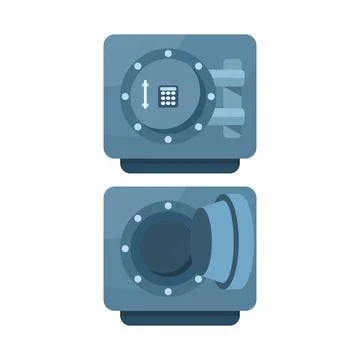 Bank vault and safe box icon with open and closed doors Illustrazione stock