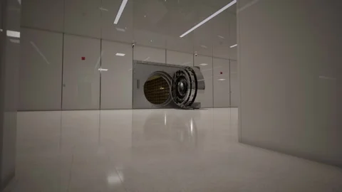 Bank Vault Door Open with Rows of Gold Bars Inside Stock Footage 313741076