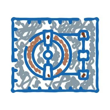 Bank vault door security system doodle icon Illustrazione stock