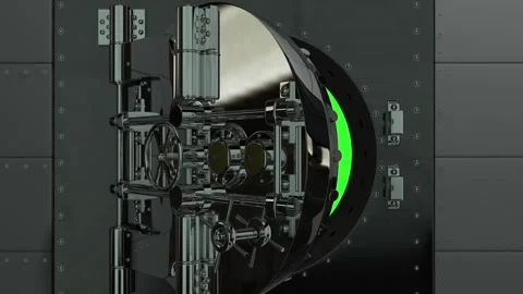 Bank vault opening with green screen animation Stock Footage 326807629