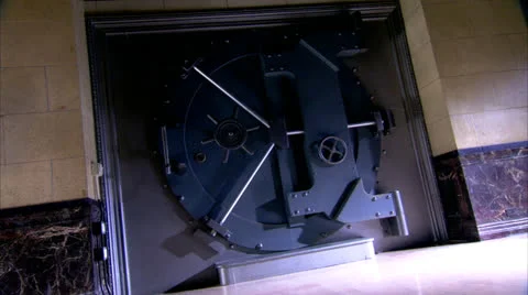 Bank Vault Opens with Greenscreen Stock Footage 22689933